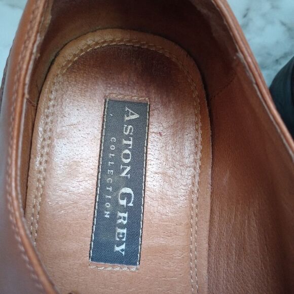Aston Grey Pinnacle Genuine Leather Toffee Color Dress Shoe Size 9.5